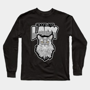 Crazy Cat Lady Grey Cat Long Sleeve T-Shirt